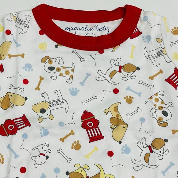 NWT Magnolia Baby 9/12M Pawesome Pup Red Short Pajamas - Picture 3 of 3